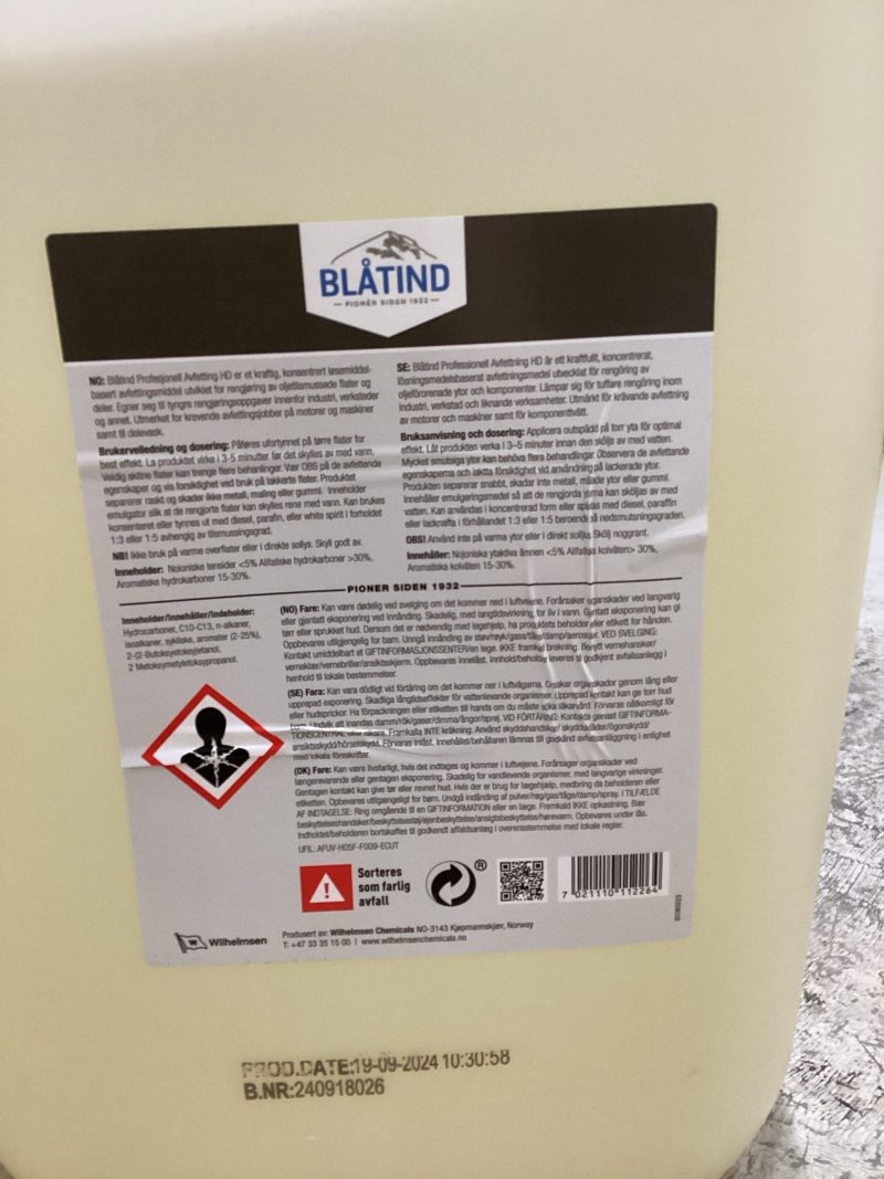 Tjöru- og olíuhreinsir Blatind HD 25 ltr